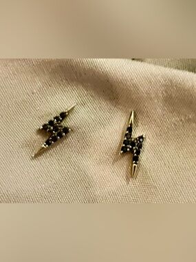Gold Spinels Lighting Bolt Stud Earrings
